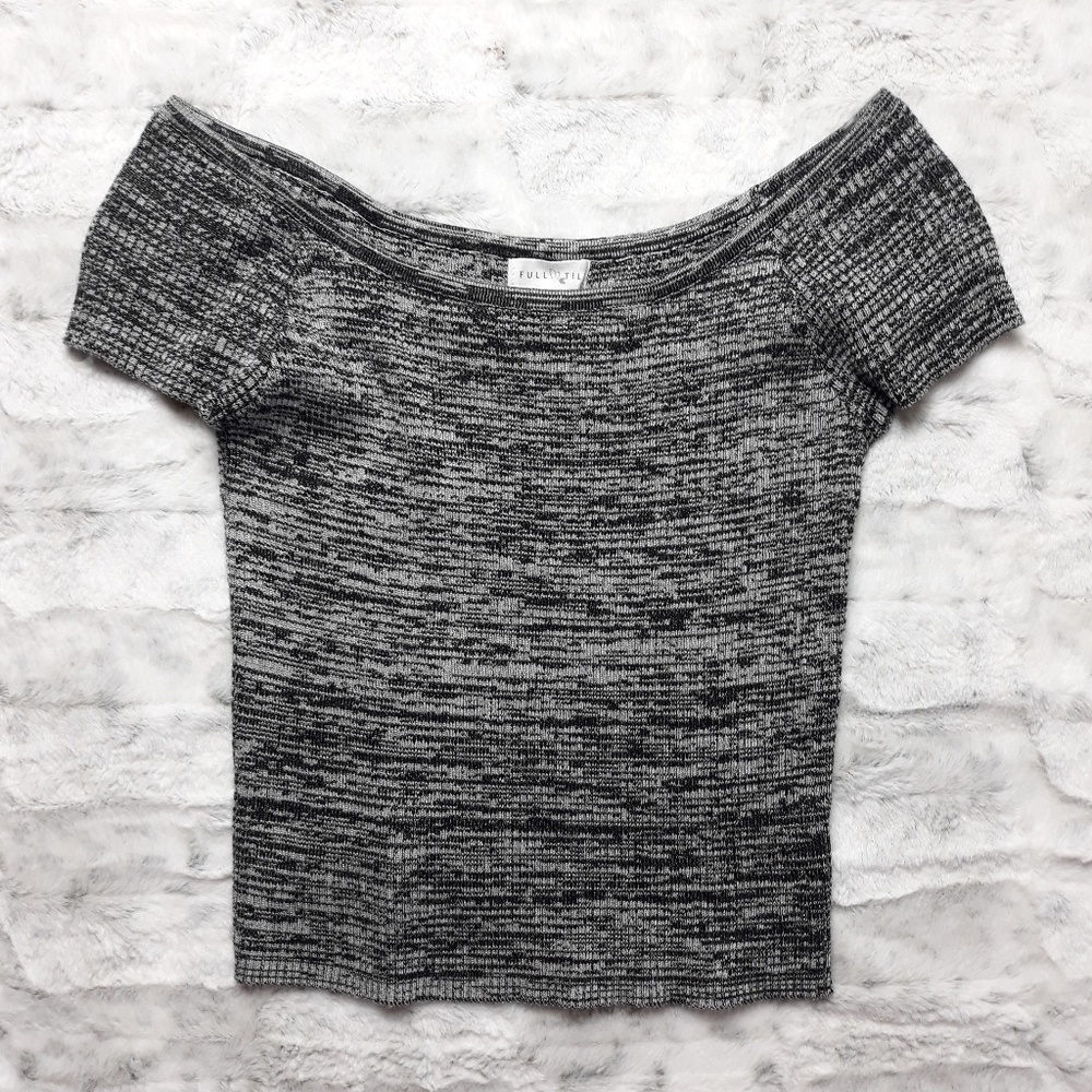 Full Tilt| Knit Off Shoulder Crop Top (A616)